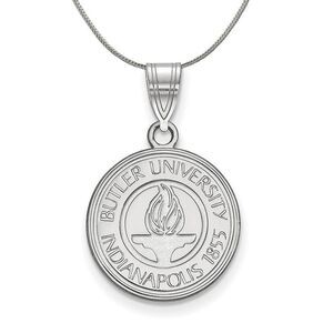 Sterling Silver Butler U Medium Crest Pendant Necklace - 24 Inch